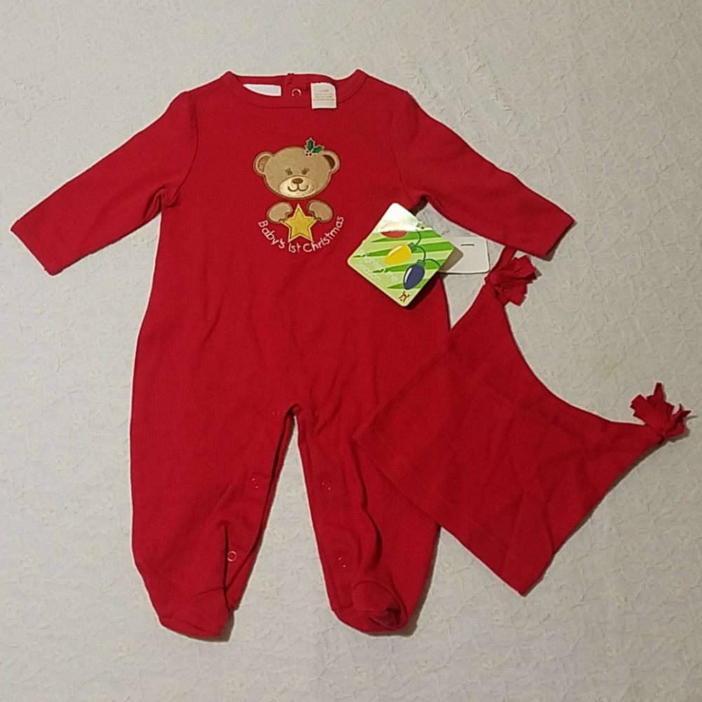 Babys 1st Christmas Pajama Onesie 3/6m